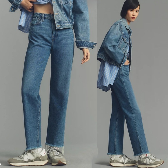 NWT Frame Le Jane Crop Raw Fray Hem Straight Jeans - Picture 1 of 15